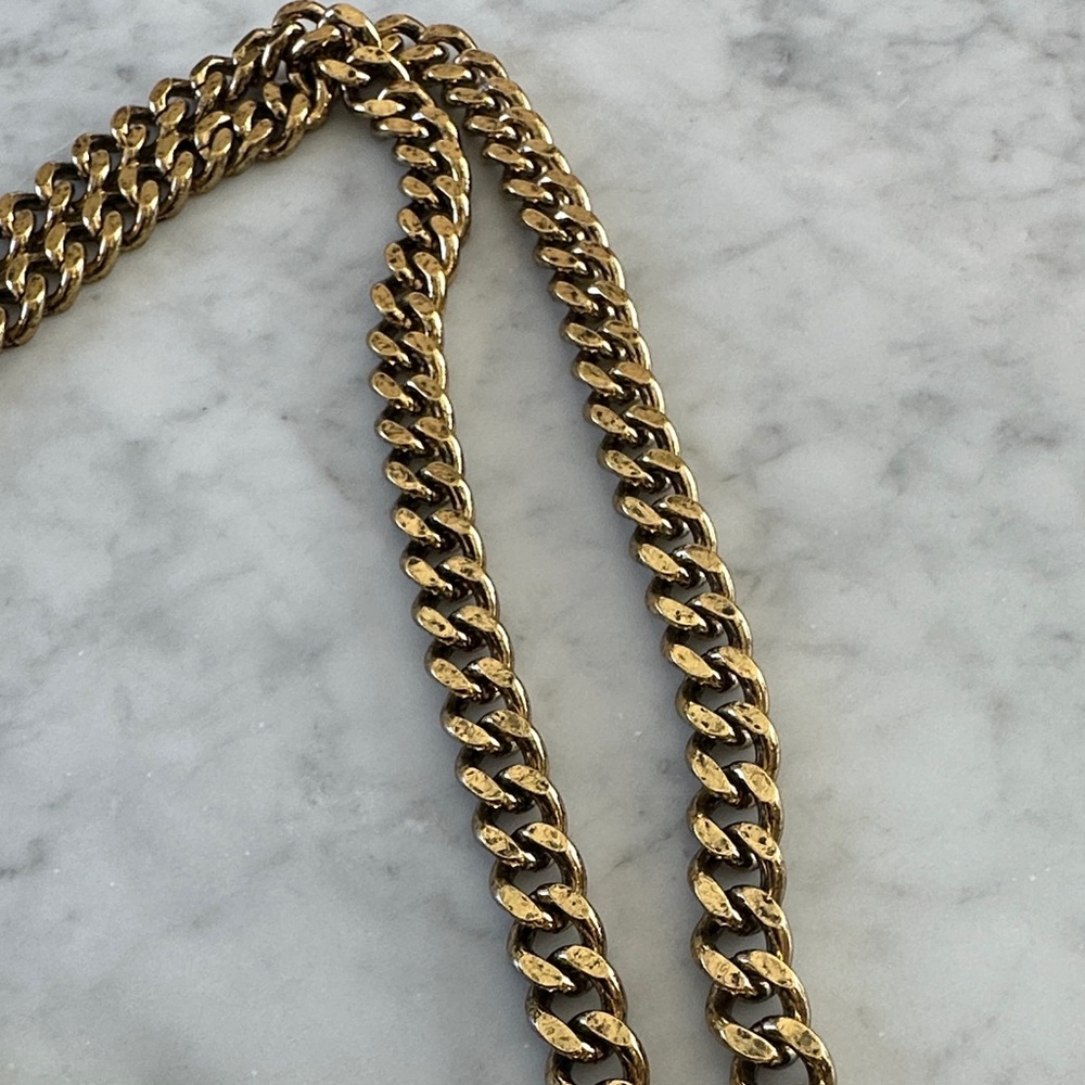 Stella McCartney - Brown Yellow Leopard Print on Cream Canvas Bag & Gold Chain - Picture 10 of 17